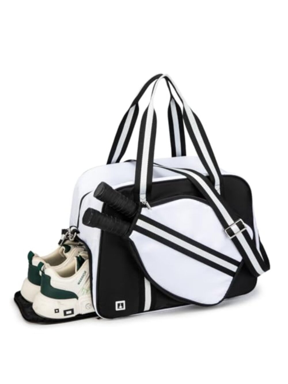 Pickleball Tote Bag Nylon Adjustable Strap Paddle Cover Shoe Pocket